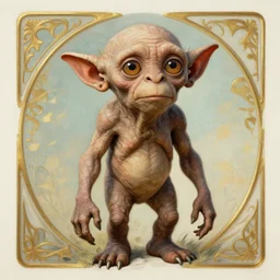 a painting of gollum, art nouveau, detailed 8 k, digital art