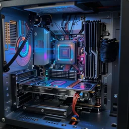 the art of the inside of a computer by mia brownell, psychedelic computer chips architecture, very detailed, maximalism, ambient occlusion, volumetric light, atmospheric haze, hyper realism, realistic shading, cinematic composition, realistic render, photorealistic, wide shot