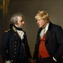 boris johnson meeting napoleon bonaparte painting by antoine - jean gros, realistic painting, 1 9 th century
