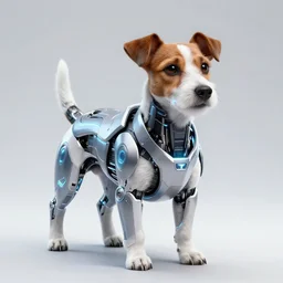 tesla power armor realistic cyborg anthropomorphic jack russell terrier electric field glowing, cyberpunk, portrait art by donato giancola and greg rutkowski, realistic face, glowing in tesla electricity visible magnetic field, digital art, trending on artstation, symmetry