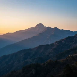 cool mountain scenery with sunrise, digital art