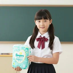 school girl wearing pampers
