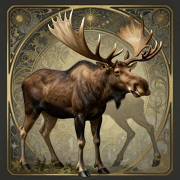 spirit of the moose, intricate, d & d, fantasy, art nouveau, digital painting, trending on artstation, sharp focus, illustration, global illumination, ray tracing, art by artgerm and greg rutkowski and ruan jia