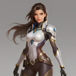 portrait new female protagonist in overwatch, prepare for battle, highly detailed, beautiful, graceful, elegant, sensual, digital painting, artstation, concept art, sharp focus, golden ratio, smooth, octane render, sharp focus, artstation, by artgerm, mucha, alex flores, jordan grimmer