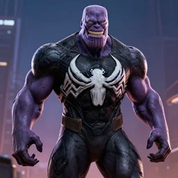 Thanos as Venom, 4k, artstation, cgsociety, award-winning, masterpiece, stunning, beautiful