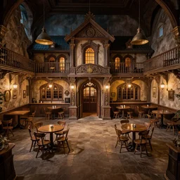 d & d fantasy tavern, wide angle shot, by donato giancola and greg rutkowski, symmetry!!