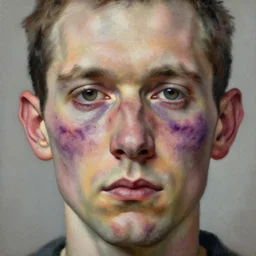 high quality high detail painting by lucian freud, hd, old face with purple scars