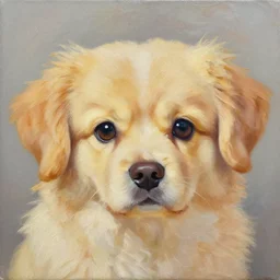 oil painting of an anime dog girl, cute face