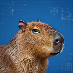 portrait of triangle shaped capybara head with single centered giant diamond eye, in the style of Greg Broadmore and Arthur Rackham,trending on artstation, light lighting side view,digital art,surrealism ,macro,blueprint ,vaporwave ,