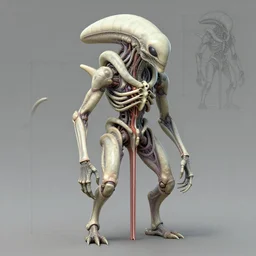 a 1 7 0 0 s bestiary of a unique biomechanical living alien machine with a cross section down the middle showing bone and a thin layer of pale skin, detailed description of certain parts of the organic machine, 3 d sketch, lines, measurements
