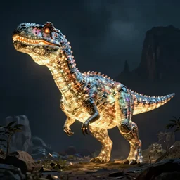 glowing psionic dinosaur, fantasy concept art by greg rutkowski and beeple