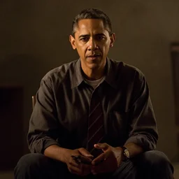 a film still of Barack Obama in The Shawshank Redemption, dramatic lighting