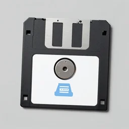 a photo of a 9 0 s 3. 5 inch floppy disk, diskette, save icon