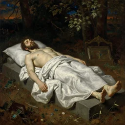 implicit link is made between oblivious slumber tomb in which the body will be laid psychological science fiction painting by victor vasnetsov