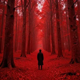 red forest liminal space, artgerm, rutkowski, tooth wu, beeple, and intricate