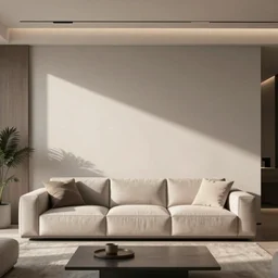 modern living room, blank canvas over couch, professional photo