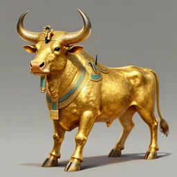 man cosplaying as a golden bull, intricate details, octane render, digital painting, egyptian, golden idol, golden calf bible artstation, concept art, sharp focus, illustration digital painting, art by wlop