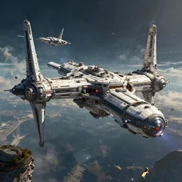 Colossal cyberpunk space station viewed from the outside in the style of Star Citizen, Highly Detailed, Trending on Art Station