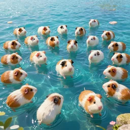 hyper realistic cute guineapigs everywhere are swimming under vast sea, fantasy world, by simon stalenhag, frank frazetta, greg rutkowski, beeple, yoko taro, christian macnevin, wlop and krenz cushart, epic fantasy character art, volumetric outdoor lighting, midday, high fantasy, cgsociety, cheerful colours, full length, exquisite detail, post - processing, masterpiece, cinematic, 4 k, 8 k