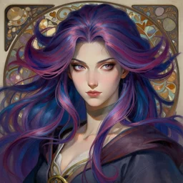 overlord, psychedelic flowing hair, portrait, highly detailed, deep focus, elegant, digital painting, smooth, sharp focus, illustration, ultra realistic, 8 k, art by artgerm and alphonse mucha