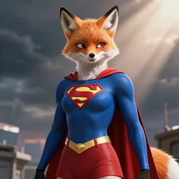supergirl as a fox furry in the style of akira toriyama