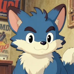 adorable fursona portrait in the gritty posterized grainy analog style of studio Ghibli and 1960s americana Comics, HQ 8k scan