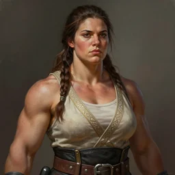 painted portrait of rugged thick [ roided ] and [ veiny ] beautiful female weightlifter [ lara croft ], big wide face, long hair, upper body, robe fantasy intricate elegant highly detailed digital painting, artstation, concept art, smooth, atmospheric lighting sharp focus illustration art by craig mullins greg rutkowski
