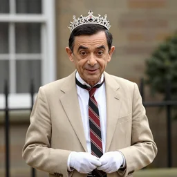 mr bean as queen of England