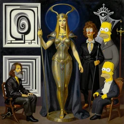 ancient mystic time lord, archon, attractive female, character design, painting by steve ellis, alex grey, liss frank, the simpson, mc escher, carl larsson, tom of finland