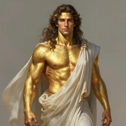 photo portrait of rami malek as a greek god, long hair, flowing robes, fit, handsome, upper body, muscular, fantasy, intricate, golden skin, elegant, highly detailed, digital painting, artstation, concept art, smooth, sharp focus, illustration, art by gaston bussiere and greg rutkowski
