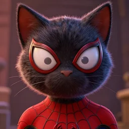 spiderman the cat | highly detailed | from the pixar film sneaky cats | very intricate | cinematic lighting | award - winning | closeup portrait | by donato giancola and mandy jurgens and charlie bowater | featured on artstation