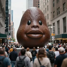 a photograph of a giant turd sculpture in the center of a new york street, a large crowd have gathered, by Claes Oldenburg, Tilt shift, pop art, 3D render, Volumetric dynamic lighting, Highly Detailed, Cinematic Lighting, Unreal Engine, 8k, HD