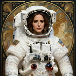 Jennifer Connelly as a beautiful astronaut, fantasy, intricate, elegant, highly detailed, centered, digital painting, artstation, concept art, smooth, sharp focus, illustration, art by artgerm and donato giancola and alphonse mucha