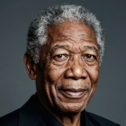 closeup studio photograph of morgan freeman, dramatic lighting, edited in photoshop