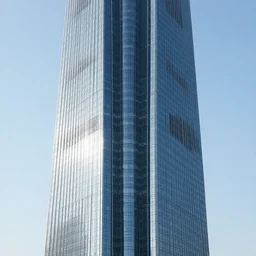 single skyscraper made up of two symmetrical halves, photorealistic, slick, smooth, modern, futuristic, glassy, reflective, streamlined