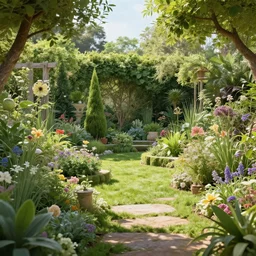 beautiful gardens, realistic, 8 k, extremely detailed, cgi, trending on artstation, hyper - realistic render, by greg rutkowski