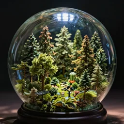 miniature forest in a glass sphere, digital art