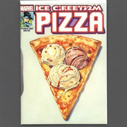 marvel comics cover of ice cream pizza, 1 0 8 0 p award - winning painting