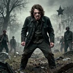 Zombie Joseph Stalin rising from his grave to spread communism through biting people