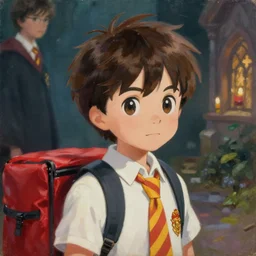 a portrait of a cute young kiki from kiki's delivery service, harry potter series setting, vivid colors, soft lighting, atmospheric, cinematic, moody, in the style of ilya kuvshinov and range murata, krenz cushart, rule of thirds, oil on canvas, 8 k