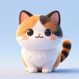 a cute kawaii calico cat orange white and black fluffly, 3 d render, octane, weta, ilm