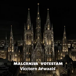 victorian city with towers at night, black sky, award winning fantasy art