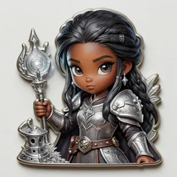 a portrait of girl blacksmith, silver magic, fantasy, dungeons and dragons, an ultrafine detailed painting, chibi, detailed painting, boris valejo. octopath traveler decal!!!