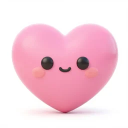 3 d model of a kawaii / cute heart on white background