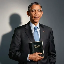 barack obama with a copy of the bible in hand