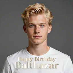 happy birthday balthazar, highly detailed, 8 k, photorealistic blonde swedish guy