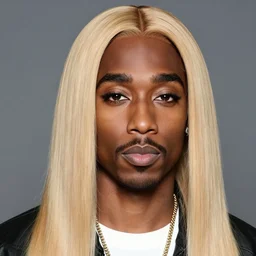 tupac with eyeliner and a wig, photorealistic,