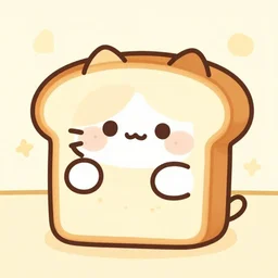cute cat made of a loaf of bread cartoon illustration