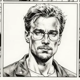 Walter White comic book page, inked, superhero comic