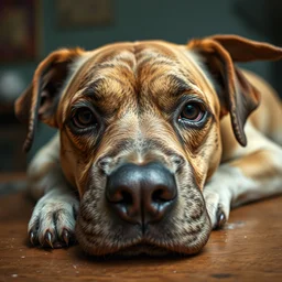 a castrated, dreaded close up of a dog's face on a table by winona nelson, tumblr, furry art, messy, beautiful, high resolution